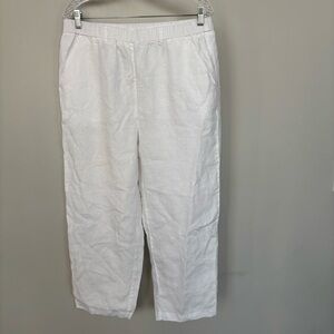 Quince White Linen High Rise Straight/Wide Leg Pants Size L